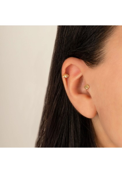 14 Ayar Altın Uzun Kirpik Minimal Tragus Piercing