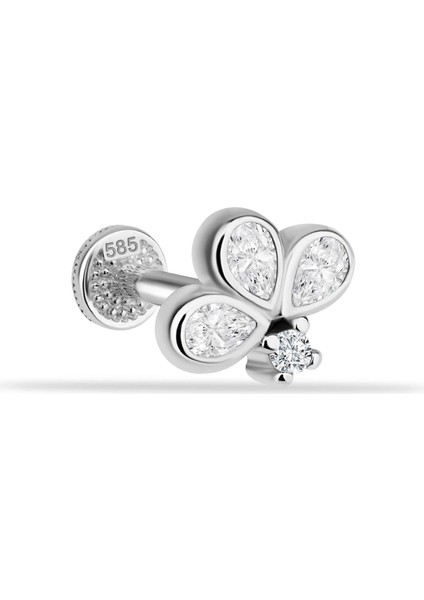 14 Ayar Altın Işıl Yonca Tragus Piercing