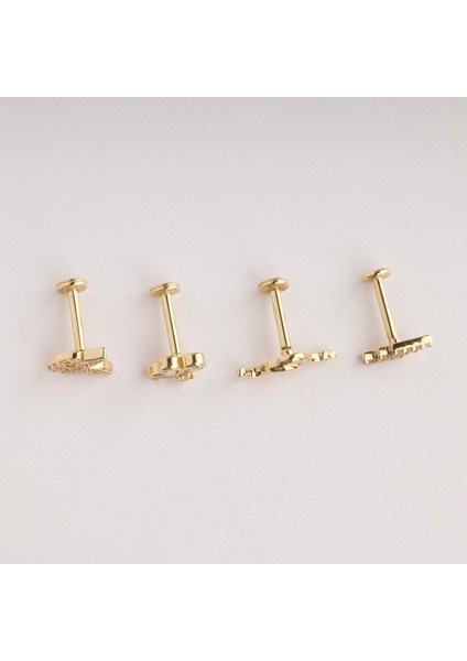 14 Ayar Altın Işıl Yonca Tragus Piercing