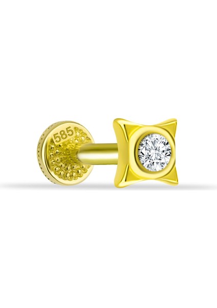 14 Ayar Altın Taşlı Minimal Tragus Piercing