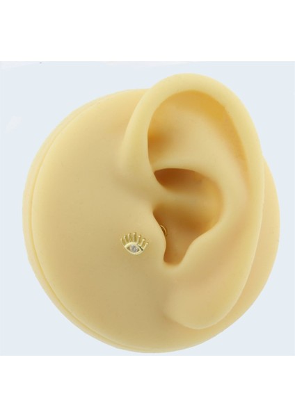 14 Ayar Altın Uzun Kirpikli Göz Minimal Tragus Piercing