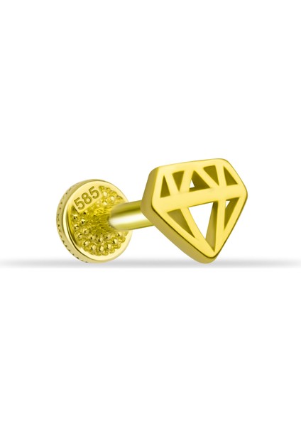 14 Ayar Altın Elmas Minimal Tragus Piercing