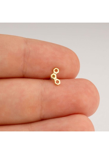 14 Ayar Altın Bal Peteği Minimal Tragus Piercing indirimleri