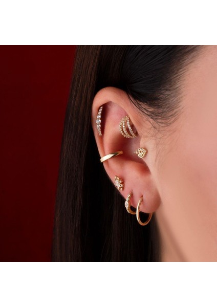 14 Ayar Altın Taşlı Göz Motifli Minimal Tragus Piercing fiyatları