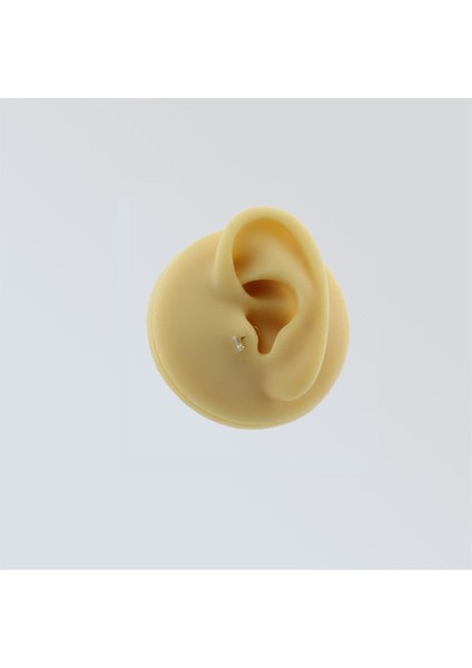 14 Ayar Altın Baget Taşlı Minimal Tragus Piercing