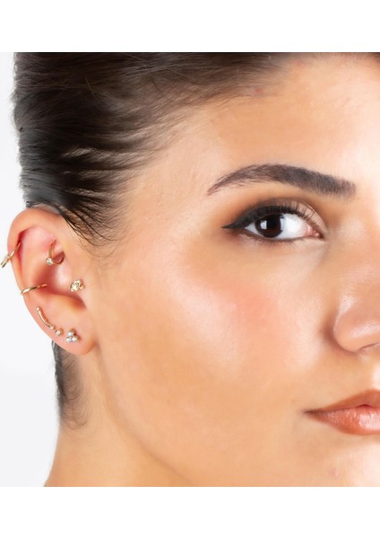 14 Ayar Altın Fil Motifli Minimal Tragus Piercing