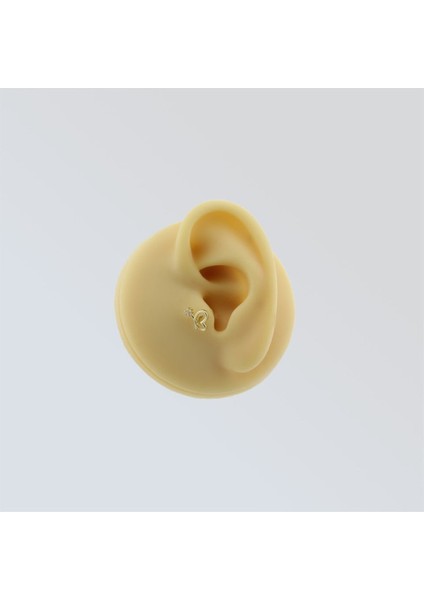 14 Ayar Altın Taşlı Kelebek Motifli Minimal Tragus Piercing