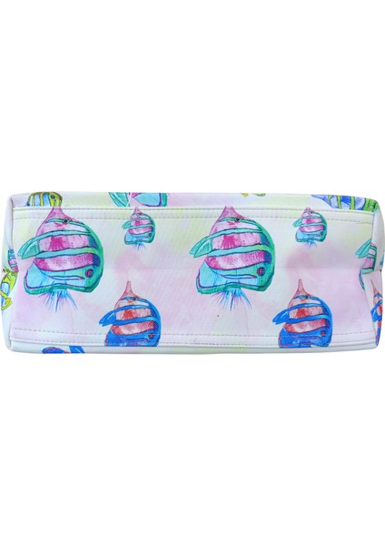 Kadın Plaj Çantası Balık Resimleri Desenli Piknik ve Günlük Kullanım Yumuşak Halat Saplı fırsatları