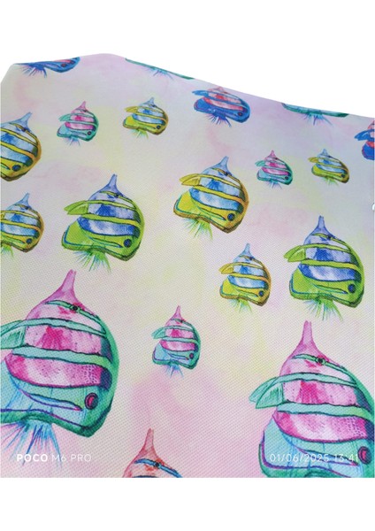 Kadın Plaj Çantası Balık Resimleri Desenli Piknik ve Günlük Kullanım Yumuşak Halat Saplı indirimleri