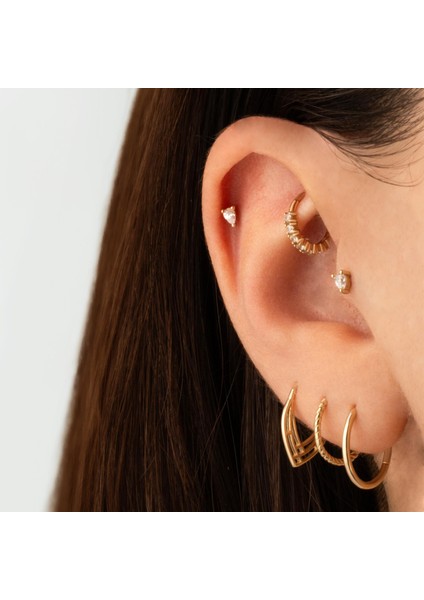 14 Ayar Altın Damla Tektaş Minimal Tragus Piercing fiyatları