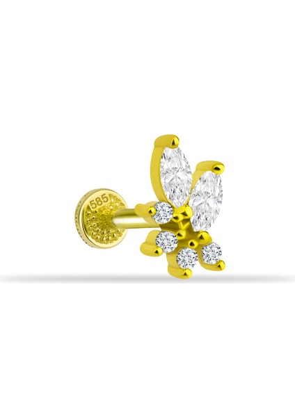 14 Ayar Altın Papillon Minimal Tragus Piercing