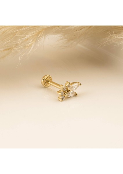 14 Ayar Altın Papillon Minimal Tragus Piercing