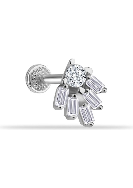 14 Ayar Altın Baguette Tragus Piercing