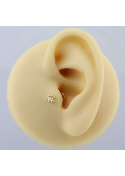 14 Ayar Altın Taşlı Minimal Tragus Piercing