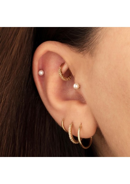 14 Ayar Altın Incili Tragus Piercing