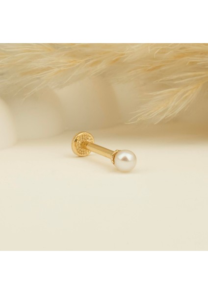 14 Ayar Altın Incili Tragus Piercing