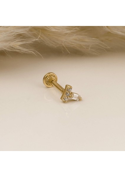 14 Ayar Altın Taşlı Tragus Piercing