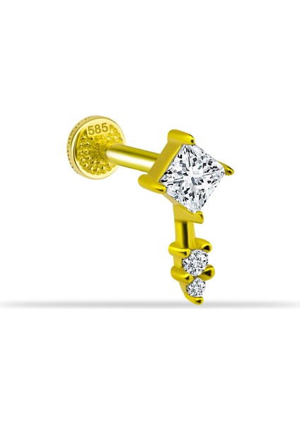 14 Ayar Altın Taşlı Tragus Piercing