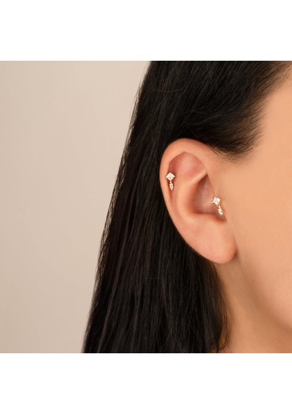 14 Ayar Altın Taşlı Tragus Piercing