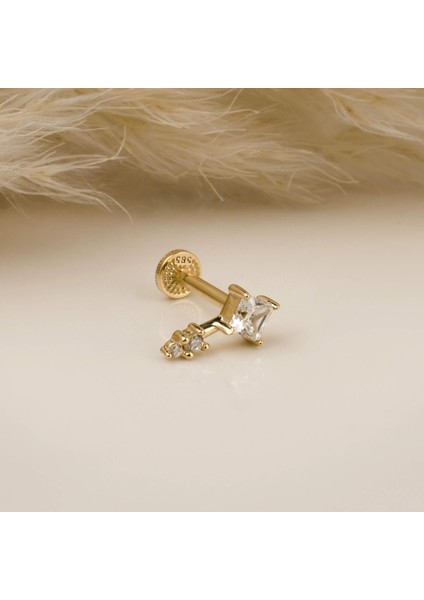 14 Ayar Altın Taşlı Tragus Piercing