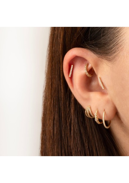 14 Ayar Altın 8 Taşlı Minimal Tragus Piercing fiyatları