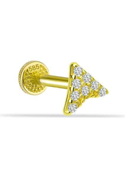 14 Ayar Altın Taşlı Boomerang Minimal Tragus Piercing