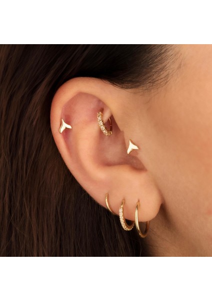 14 Ayar Altın Balık Kuyruğu Minimal Tragus Piercing