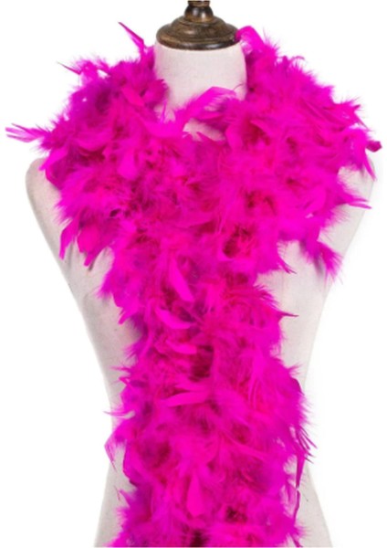 Fuşya Renk Kabarık Tüylü Otriş Boa Gerçek Tüy Dekorasyon 180 cm modelleri