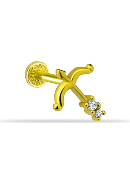 14 Ayar Altın Ok Tragus Piercing