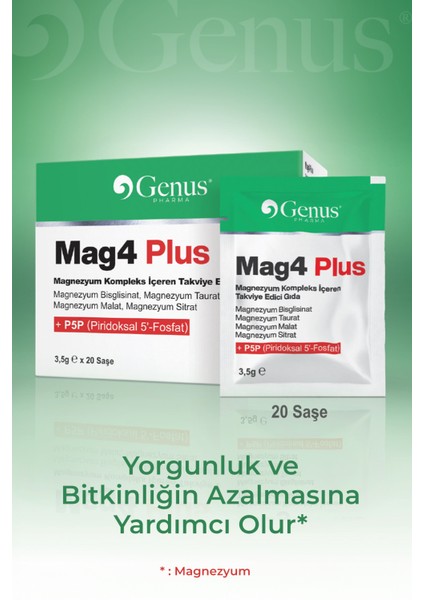 Mag4 Plus, Magnezyum İçeren Takviye Edici Gıda (3,5G X 20 SAŞE)