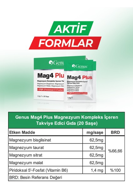 Mag4 Plus, Magnezyum İçeren Takviye Edici Gıda (3,5G X 20 SAŞE) modelleri