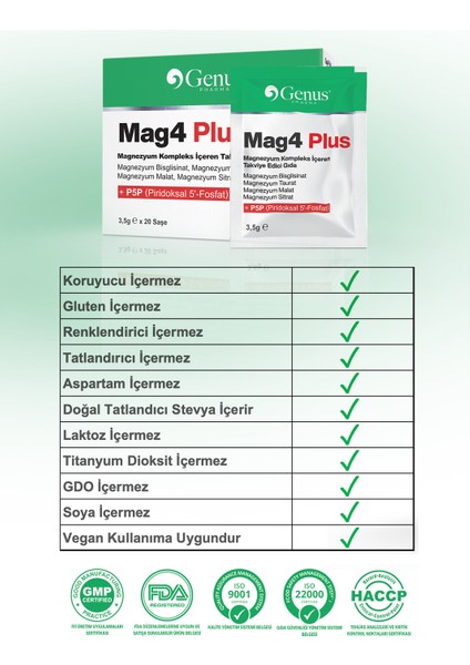 Mag4 Plus, Magnezyum İçeren Takviye Edici Gıda (3,5G X 20 SAŞE) indirimleri