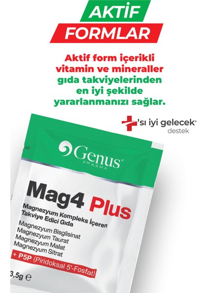 Mag4 Plus, Magnezyum İçeren Takviye Edici Gıda (3,5G X 20 SAŞE)