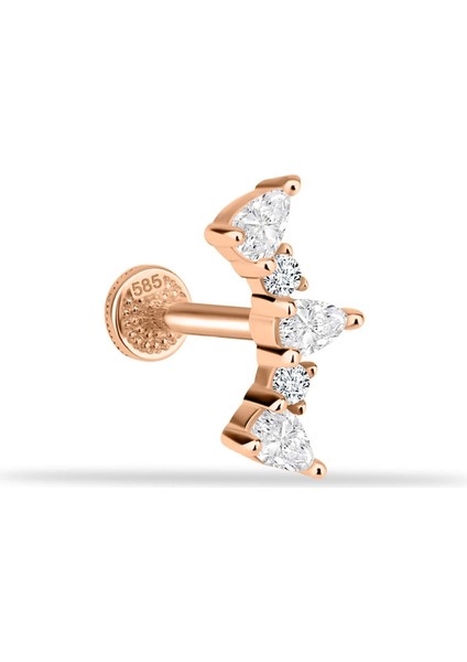 14 Ayar Altın Markis Taşlı Tragus Piercing