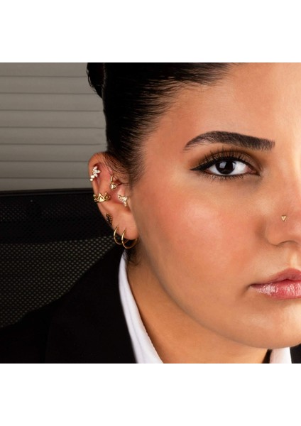 14 Ayar Altın Parıltı Kelebek Minimal Tragus Piercing