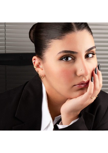 14 Ayar Altın Parıltı Kelebek Minimal Tragus Piercing