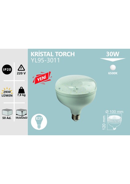30W Krıstal Torch Ampul Beyaz
