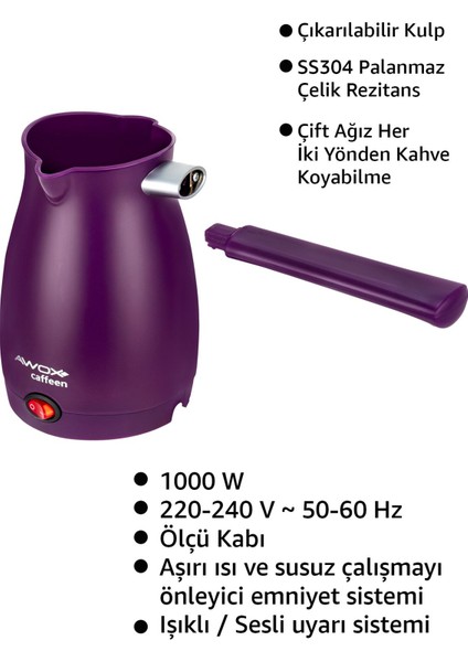 Caffeen Türk Kahvesi Makinesi Elektrikli Cezve Mürdüm fiyatları