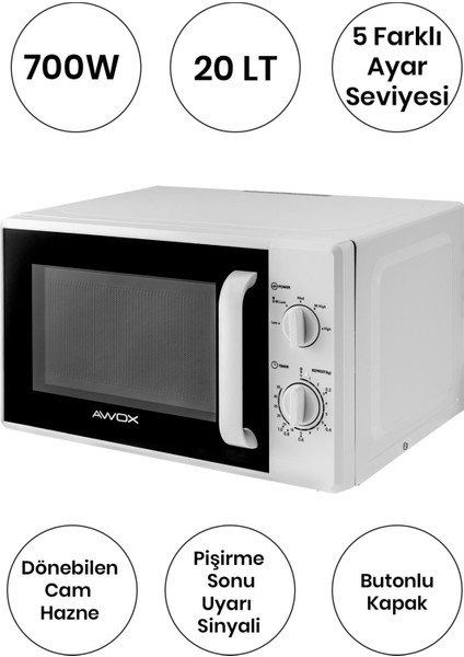 H20 Mikrodalga Fırın 20 LT Beyaz