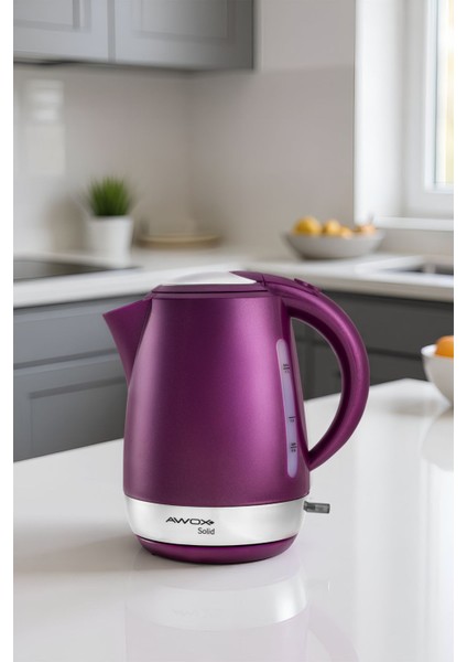 Solid Gizli Rezistans Su Isıtıcı Kettle Mürdüm