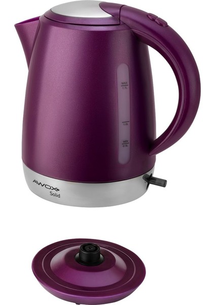 Solid Gizli Rezistans Su Isıtıcı Kettle Mürdüm