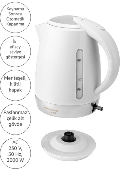 Solid Gizli Rezistans Su Isıtıcı Kettle Beyaz modelleri