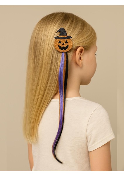 Takma Saç Balkabağı Figürlü Tokalı Renkli Saçlı Postiş