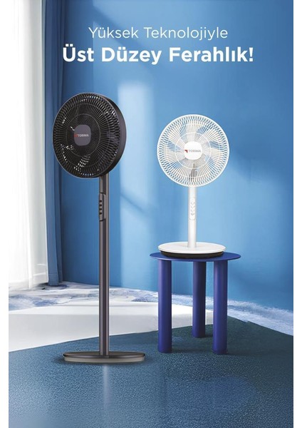 Sf-01 Siyah Ayarlanabilir Ayaklı 14'' Inc 45W 3 Kademeli 7 Pervaneli Vantilatör Fan