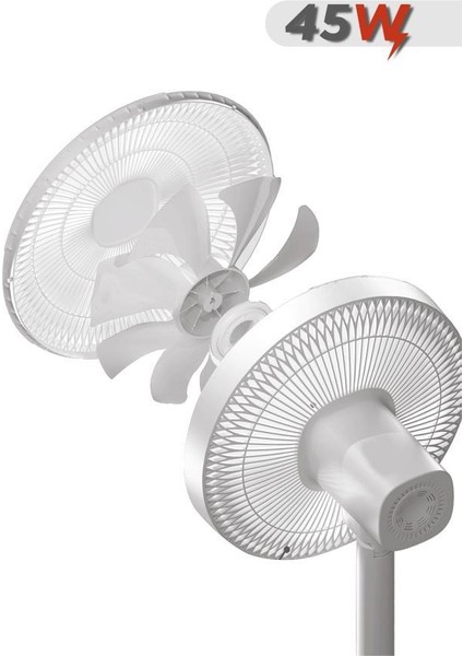 Sf-01 Siyah Ayarlanabilir Ayaklı 14'' Inc 45W 3 Kademeli 7 Pervaneli Vantilatör Fan