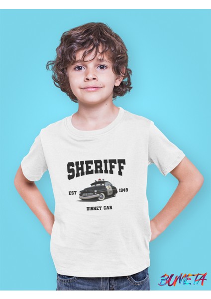 Sheriff Arabalar Cars Şimşek Mcqeen Çocuk Tişört T-Shirt