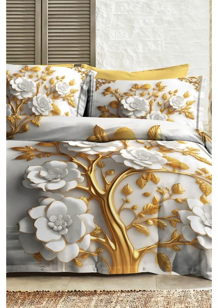 %100 Pamuk Ranforce Çeyizlik Luxury 5d Dijital Çift Kişilik Nevresim Takımı Dore modelleri