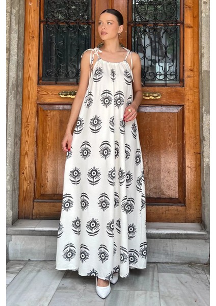 Kadın Askılı Desenli Elbise P-00017673