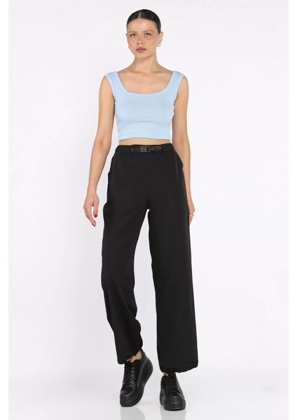 Bel ve Paça Lastikli Kadın Paraşüt Pantolon P-00017661