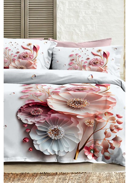 %100 Pamuk Ranforce Çeyizlik Luxury 5d Dijital Çift Kişilik Nevresim Takımı Sakura fiyatları